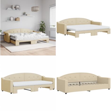 Sofá cama nido con colchón tela crema 80x200 cm - Cama nido - Sofá cama 2 en 1