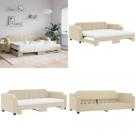 Sofá cama nido con colchón tela crema 80x200 cm - Cama nido - Sofá cama 2 en 1