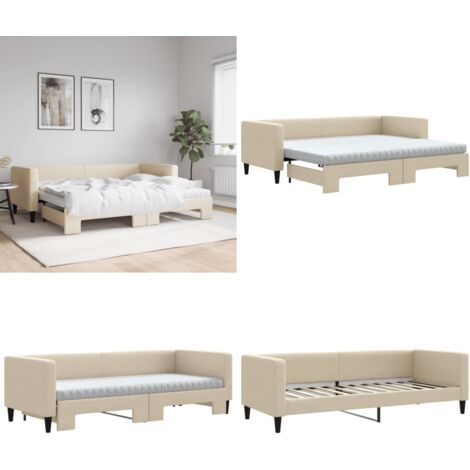 Sofá cama nido con colchón tela crema 80x200 cm - Cama nido - Sofá cama 2 en 1