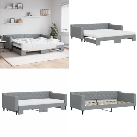 Sofá cama nido con colchón tela gris claro 100x200 cm - Cama nido - Sofá cama 2 en 1