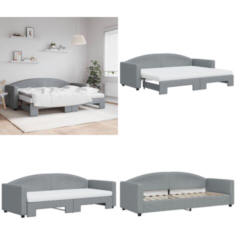 Sofá cama nido con colchón tela gris claro 80x200 cm - Cama nido - Sofá cama 2 en 1