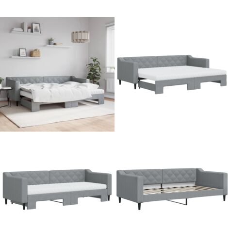 Sofá cama nido con colchón tela gris claro 80x200 cm - Cama nido - Sofá cama 2 en 1