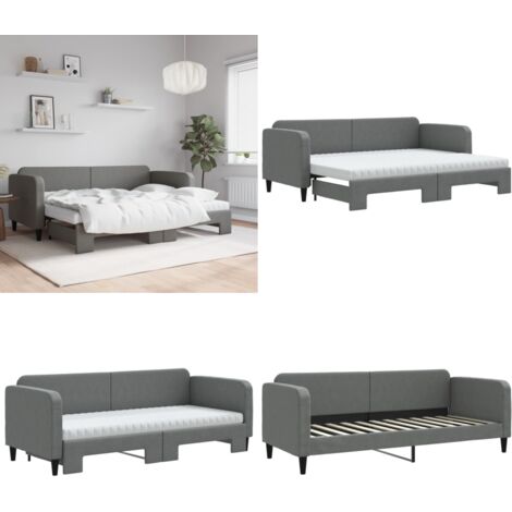 Sofá cama nido con colchón tela gris oscuro 80x200 cm - Cama nido - Sofá cama 2 en 1