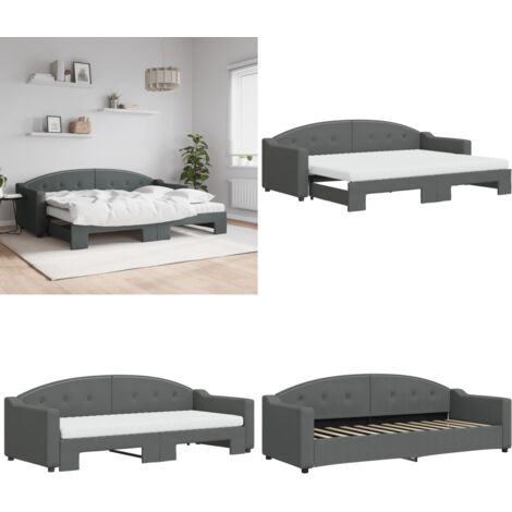 Sofá cama nido con colchón tela gris oscuro 80x200 cm - Cama nido - Sofá cama 2 en 1