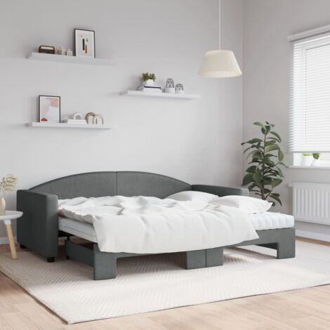 Sofá cama nido con colchón tela gris oscuro 90x190 cm vidaXL