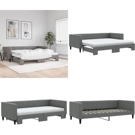 Sofá cama nido con colchón tela gris oscuro 90x200 cm - Cama nido - Sofá cama 2 en 1