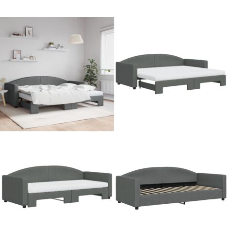Sofá cama nido con colchón tela gris oscuro 90x200 cm - Cama nido - Sofá cama 2 en 1