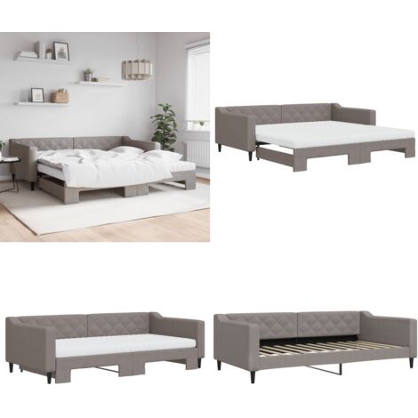 Sofá cama nido con colchón tela gris taupe 100x200 cm - Cama nido - Sofá cama 2 en 1