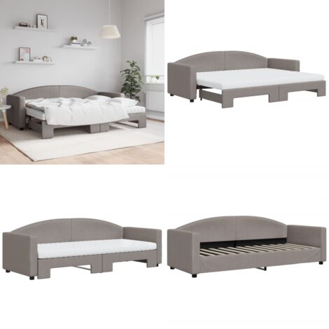 Sofá cama nido con colchón tela gris taupe 80x200 cm - Cama nido - Sofá cama 2 en 1