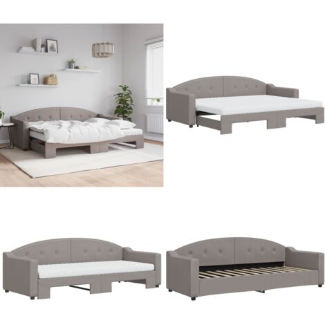 Sofá cama nido con colchón tela gris taupe 80x200 cm - Cama nido - Sofá cama 2 en 1