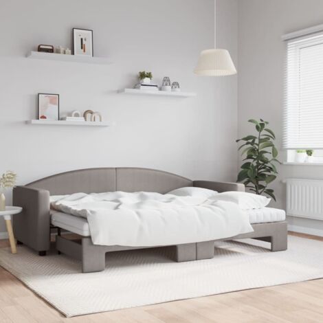 Sofá cama nido con colchón tela gris taupe 80x200 cm vidaXL