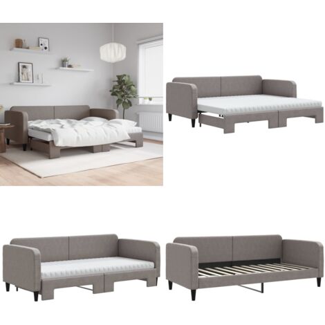 Sofá cama nido con colchón tela gris taupe 90x200 cm - Cama nido - Sofá cama 2 en 1
