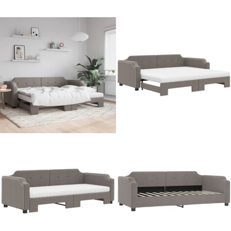 Sofá cama nido con colchón tela gris taupe 90x200 cm - Cama nido - Sofá cama 2 en 1