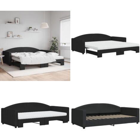 Sofá cama nido con colchón tela negro 100x200 cm - Cama nido - Sofá cama doble