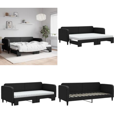Sofá cama nido con colchón tela negro 80x200 cm - Cama nido - Sofá cama 2 en 1