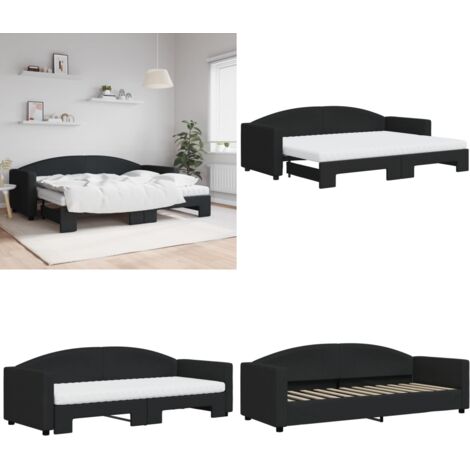 Sofá cama nido con colchón tela negro 80x200 cm - Cama nido - Sofá cama 2 en 1