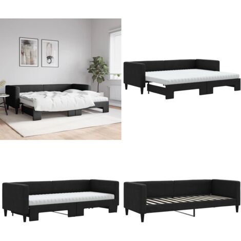 Sofá cama nido con colchón tela negro 80x200 cm - Cama nido - Sofá cama 2 en 1