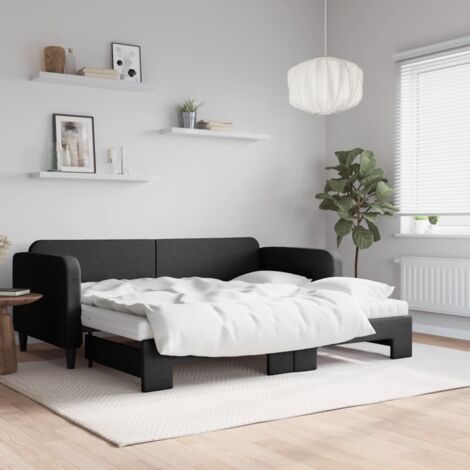 Sofá cama nido con colchón tela negro 90x190 cm vidaXL