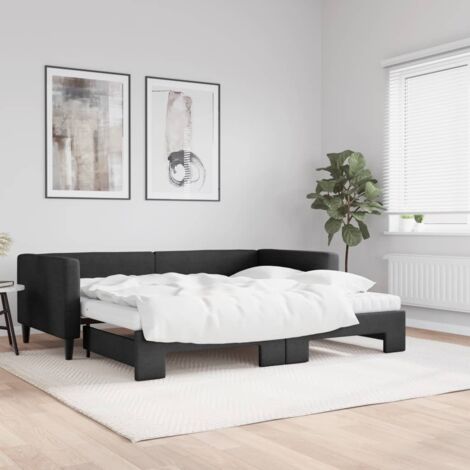 Sofá cama nido con colchón tela negro 90x190 cm vidaXL