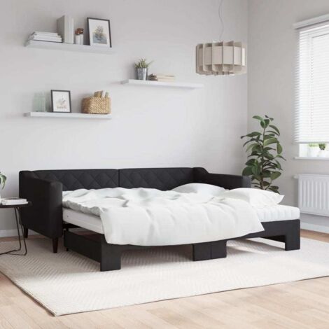 Sofá cama nido con colchón tela negro 90x190 cm vidaXL