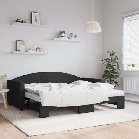 Sofá cama nido con colchón tela negro 90x190 cm vidaXL