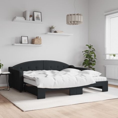 Sofá cama nido con colchón tela negro 90x190 cm vidaXL