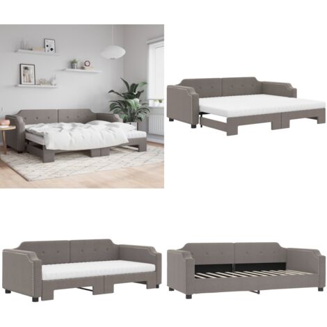 Sofá cama nido con colchón tela taupe 80x200 cm - Cama nido - Sofá cama 2 en 1