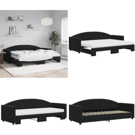 Sofá cama nido con colchón terciopelo negro 80x200 cm - Cama nido - Sofá cama 2 en 1