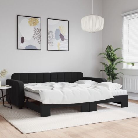 Sofá cama nido con colchón terciopelo negro 90x190 cm vidaXL
