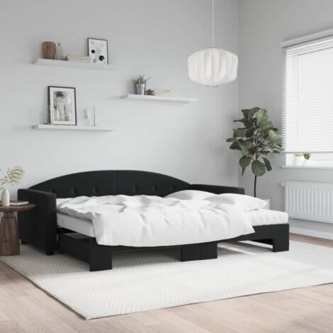 Sofá cama nido con colchón terciopelo negro 90x190 cm vidaXL