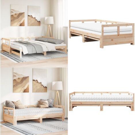 Sofá cama nido con colchones madera maciza de pino 90x190 cm - Cama nido - Sofá cama con colchón