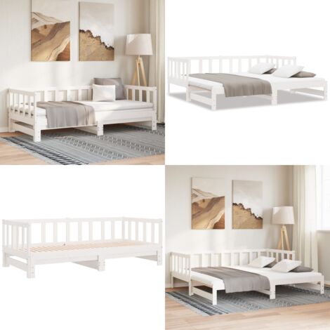 Sofá cama nido madera maciza de pino blanco 80x200 cm - Sofá cama de madera - Sofá cama de pino