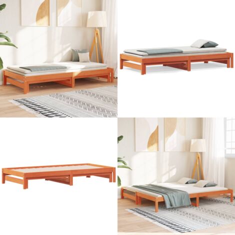 Sofá cama nido madera maciza de pino marrón cera 80x200 cm - Sofá cama de madera - Sofá cama de pino