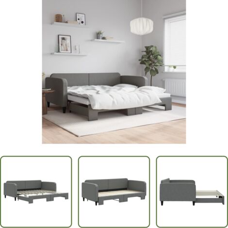 Sofá cama nido -  Sofá cama nido tela gris oscuro 100x200 cm