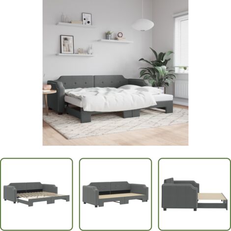 Sofá cama nido -  Sofá cama nido tela gris oscuro 80x200 cm