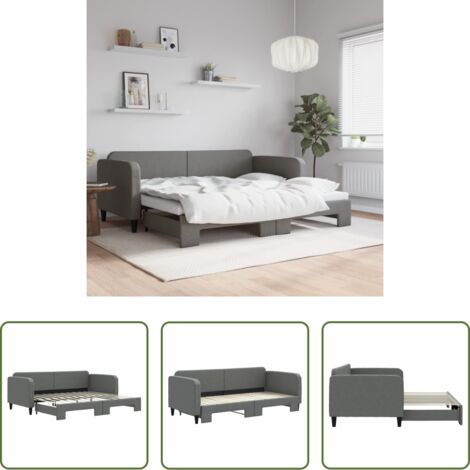 Sofá cama nido -  Sofá cama nido tela gris oscuro 90x200 cm