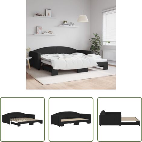 Sofá cama nido -  Sofá cama nido tela negro 100x200 cm