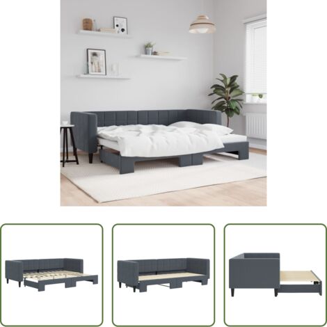 Sofá cama nido -  Sofá cama nido terciopelo gris oscuro 80x200 cm