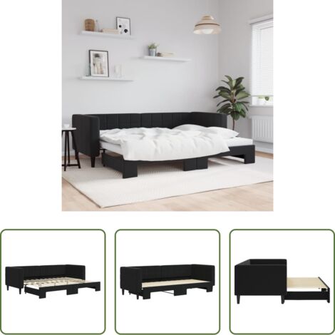 Sofá cama nido -  Sofá cama nido terciopelo negro 80x200 cm