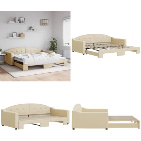 Sofá cama nido tela crema 100x200 cm - Cama nido - Sofá cama 2 en 1