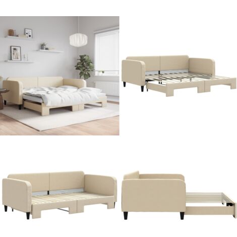 Sofá cama nido tela crema 100x200 cm - Cama nido - Sofá cama 2 en 1