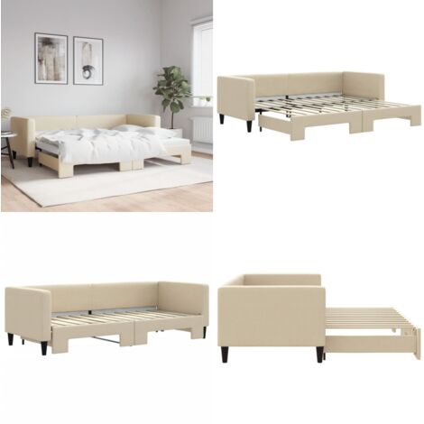 Sofá cama nido tela crema 80x200 cm - Cama nido - Sofá cama 2 en 1