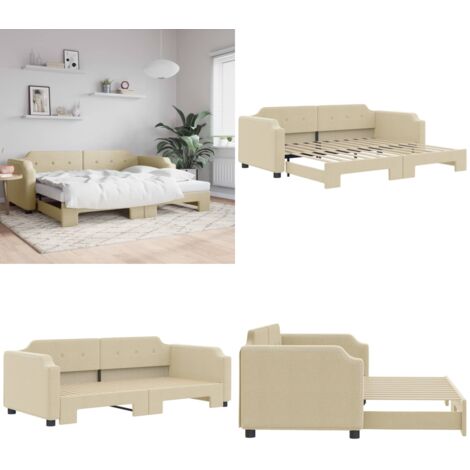 Sofá cama nido tela crema 80x200 cm - Sofá cama nido - Sofá cama 2 en 1