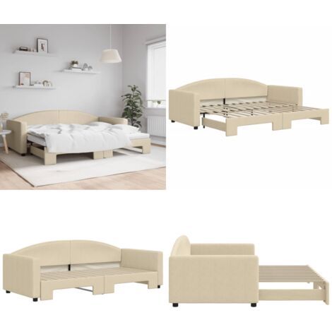 Sofá cama nido tela crema 90x200 cm - Cama nido - Sofá cama 2 en 1