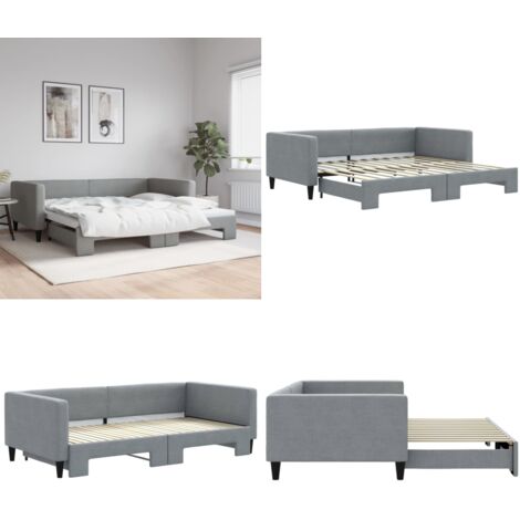 Sofá cama nido tela gris claro 100x200 cm - Cama nido - Sofá cama 2 en 1