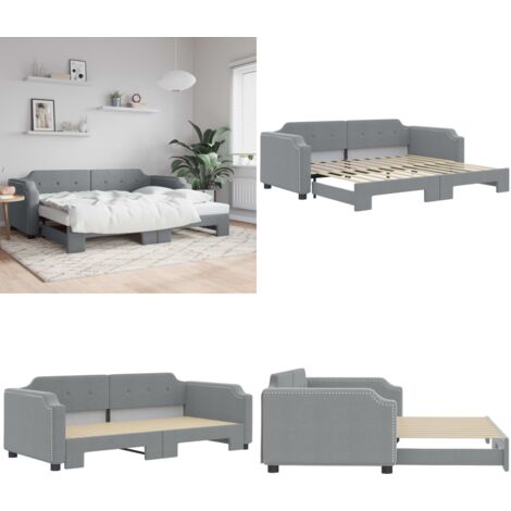 Sofá cama nido tela gris claro 100x200 cm - Cama nido - Sofá cama 2 en 1