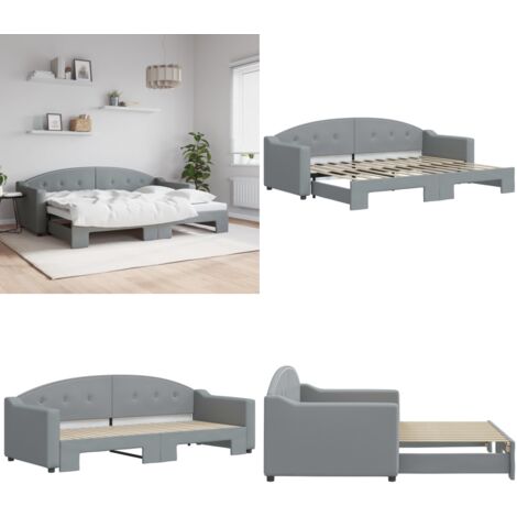 Sofá cama nido tela gris claro 80x200 cm - Cama nido - Sofá cama 2 en 1