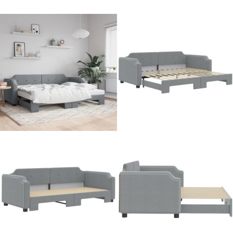 Sofá cama nido tela gris claro 80x200 cm - Cama nido - Sofá cama 2 en 1