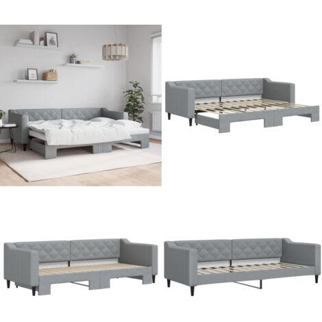 Sofá cama nido tela gris claro 80x200 cm - Sofá cama nido - Sofá cama 2 en 1