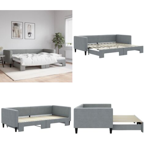Sofá cama nido tela gris claro 90x200 cm - Cama nido - Sofá cama 2 en 1